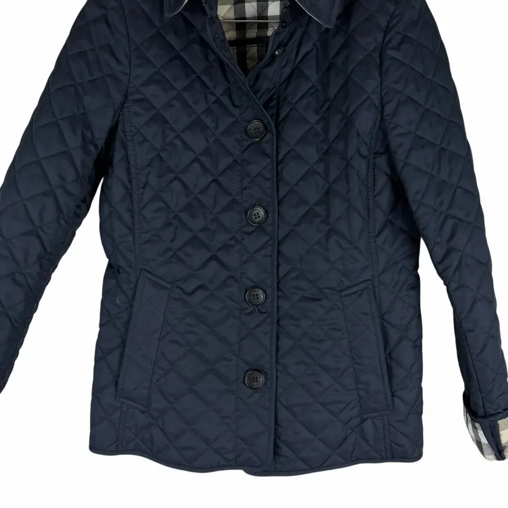 Burberry Ashurst Diamond Quilted Jacket Check Lining Dark Blue Size XS - Picture 6 of 14